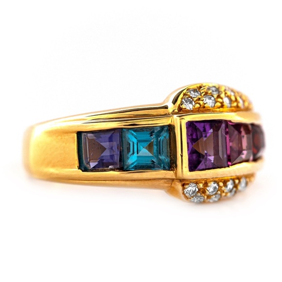 GWLAB Certified 1.70ct Natural Gems & 0.20ct Diamond Ring - 18K Gold Size 5.75 - Picture 5 of 7